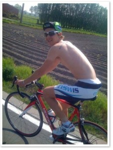 Sam Spokes about 20 seconds before he gets the rest of the kit off Where's your damn shirt Sam? Sold it to pay for beer is my guess